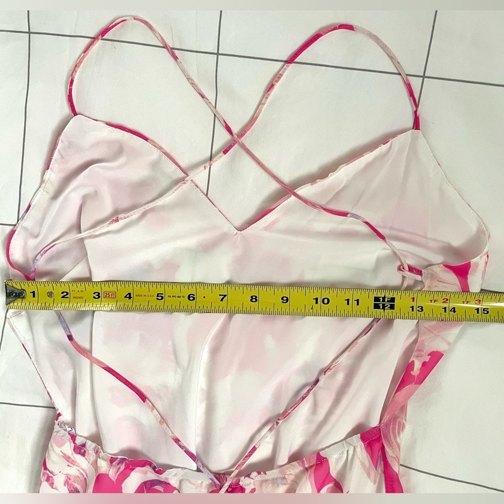 Lulus Radiant Confidence Hot Pink Floral Chiffon Lace-Up Midi Dress - Picture 7 of 11